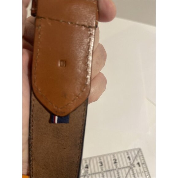 Tommy Hilfiger cowhide buffalo leather brass buckle canvas nautical belt 32/80 - Picture 7 of 16